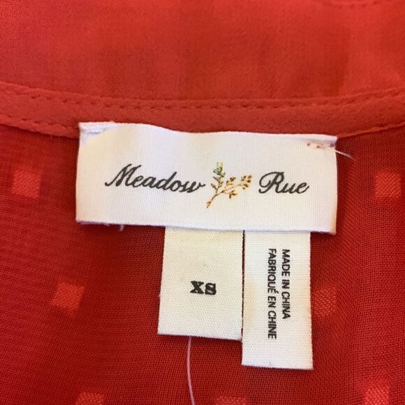 Anthropologie orangish red mixed media sleeveless blouse Size XS NWT - Picture 8 of 10